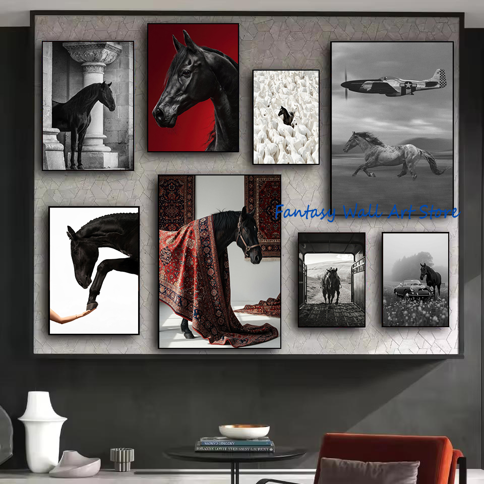 Luxury Lifestyle Picture - Foto di Cavalli Neri Vintage, Arte